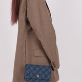 Chanel 2022 Denim Shadow Quilted Wallet on Chain - FashioNica