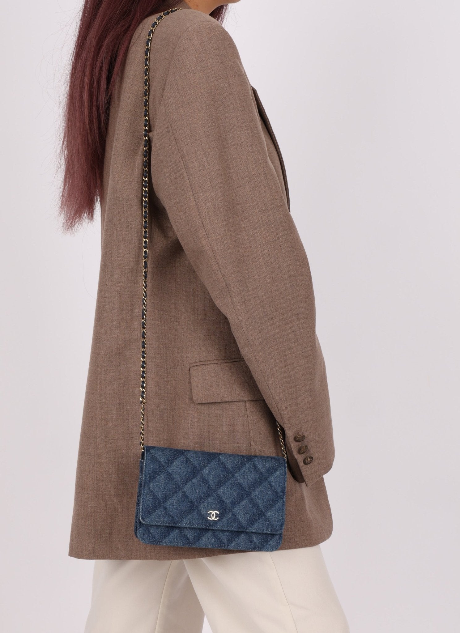 Chanel 2022 Denim Shadow Quilted Wallet on Chain - FashioNica