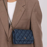 Chanel 2022 Denim Shadow Quilted Wallet on Chain - FashioNica