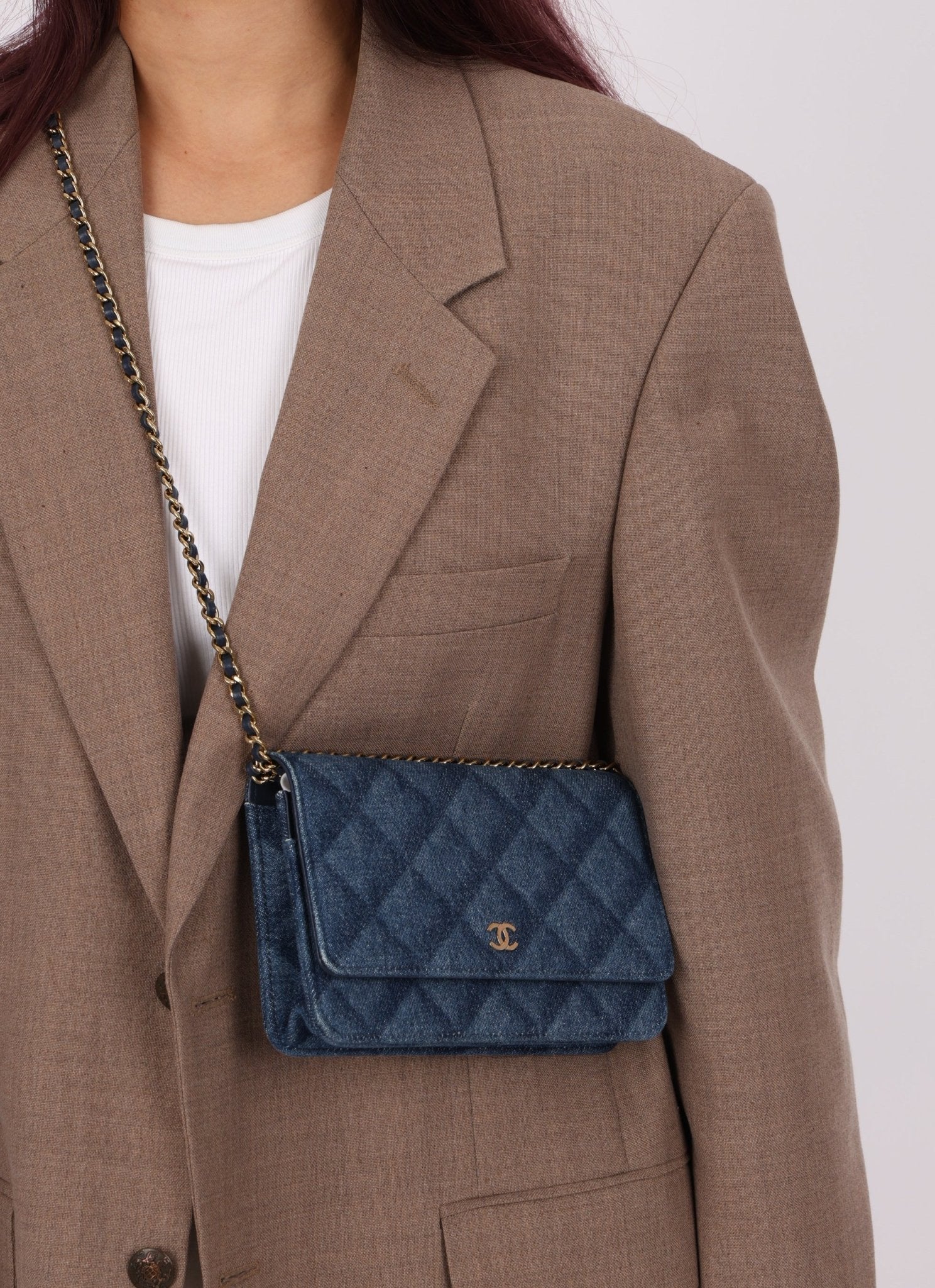 Chanel 2022 Denim Shadow Quilted Wallet on Chain - FashioNica