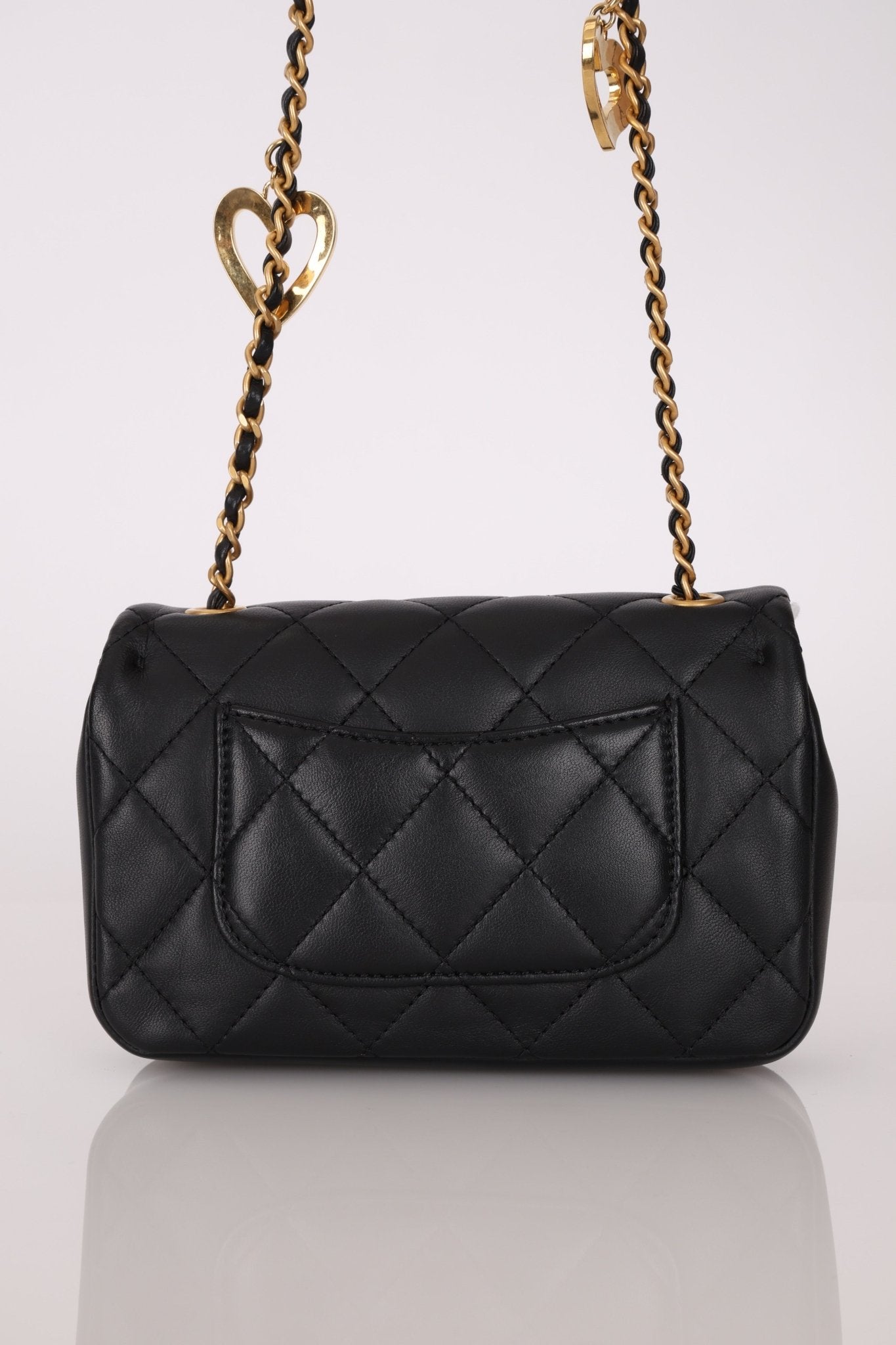 Chanel 2022 Quilted Mini Lambskin Heart Charms Flap Bag - FashioNica