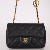 Chanel 2022 Quilted Mini Lambskin Heart Charms Flap Bag - FashioNica