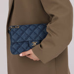 Chanel 2022 Quilted Trompe L'oeil Denim Small Classic Flap GHW - FashioNica