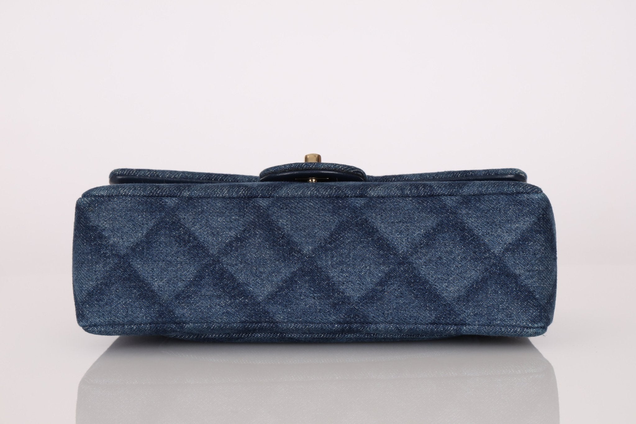 Chanel 2022 Quilted Trompe L'oeil Denim Small Classic Flap GHW - FashioNica
