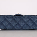 Chanel 2022 Quilted Trompe L'oeil Denim Small Classic Flap GHW - FashioNica