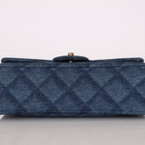 Chanel 2022 Quilted Trompe L'oeil Denim Small Classic Flap GHW - FashioNica