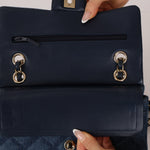 Chanel 2022 Quilted Trompe L'oeil Denim Small Classic Flap GHW - FashioNica