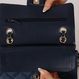 Chanel 2022 Quilted Trompe L'oeil Denim Small Classic Flap GHW - FashioNica