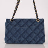 Chanel 2022 Quilted Trompe L'oeil Denim Small Classic Flap GHW - FashioNica