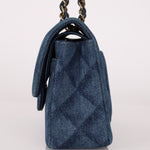 Chanel 2022 Quilted Trompe L'oeil Denim Small Classic Flap GHW - FashioNica