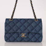 Chanel 2022 Quilted Trompe L'oeil Denim Small Classic Flap GHW - FashioNica