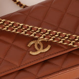 Chanel 2023 Cognac Lambskin Studded CC Wallet On Chain GHW - FashioNica