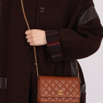 Chanel 2023 Cognac Lambskin Studded CC Wallet On Chain GHW - FashioNica