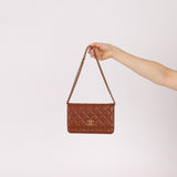 Chanel 2023 Cognac Lambskin Studded CC Wallet On Chain GHW - FashioNica