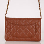 Chanel 2023 Cognac Lambskin Studded CC Wallet On Chain GHW - FashioNica