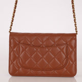 Chanel 2023 Cognac Lambskin Studded CC Wallet On Chain GHW - FashioNica