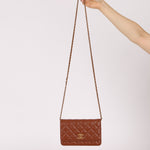 Chanel 2023 Cognac Lambskin Studded CC Wallet On Chain GHW - FashioNica