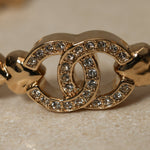 Chanel 2023 Crystal CC Strass Heart Bangle - FashioNica
