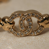Chanel 2023 Crystal CC Strass Heart Bangle - FashioNica