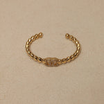 Chanel 2023 Crystal CC Strass Heart Bangle - FashioNica