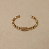 Chanel 2023 Crystal CC Strass Heart Bangle - FashioNica