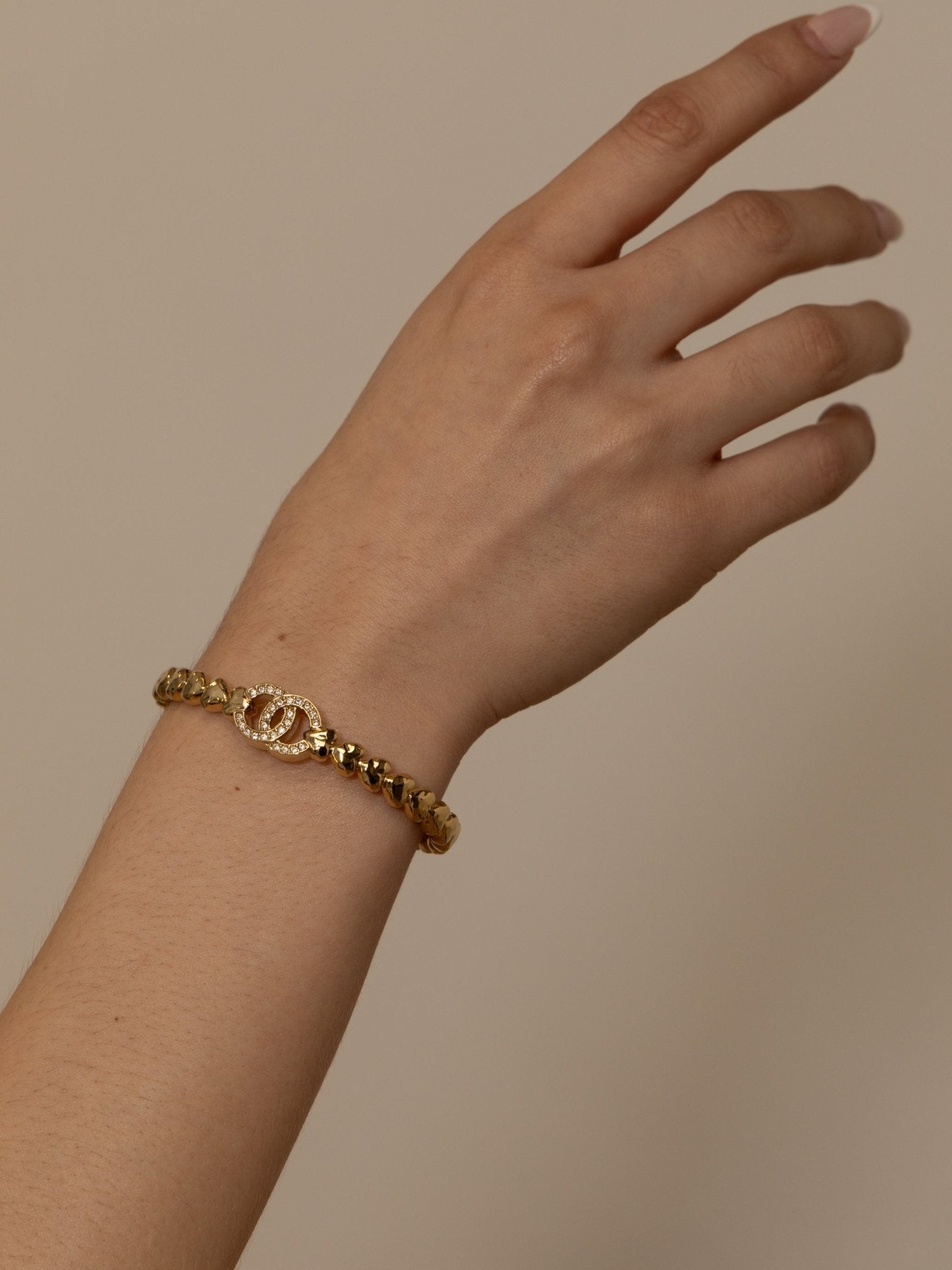 Chanel 2023 Crystal CC Strass Heart Bangle - FashioNica