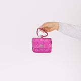 Chanel 2023 Iridescent Patent Quilted CC Hook Card Holder - FashioNica