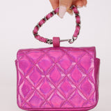 Chanel 2023 Iridescent Patent Quilted CC Hook Card Holder - FashioNica