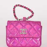 Chanel 2023 Iridescent Patent Quilted CC Hook Card Holder - FashioNica