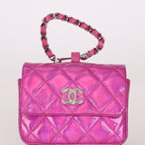 Chanel 2023 Iridescent Patent Quilted CC Hook Card Holder - FashioNica