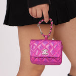 Chanel 2023 Iridescent Patent Quilted CC Hook Card Holder - FashioNica