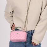 Chanel 2023 Lambskin Pink Pick Me Up Top Handle Vanity Crossbody - FashioNica