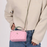 Chanel 2023 Lambskin Pink Pick Me Up Top Handle Vanity Crossbody - FashioNica