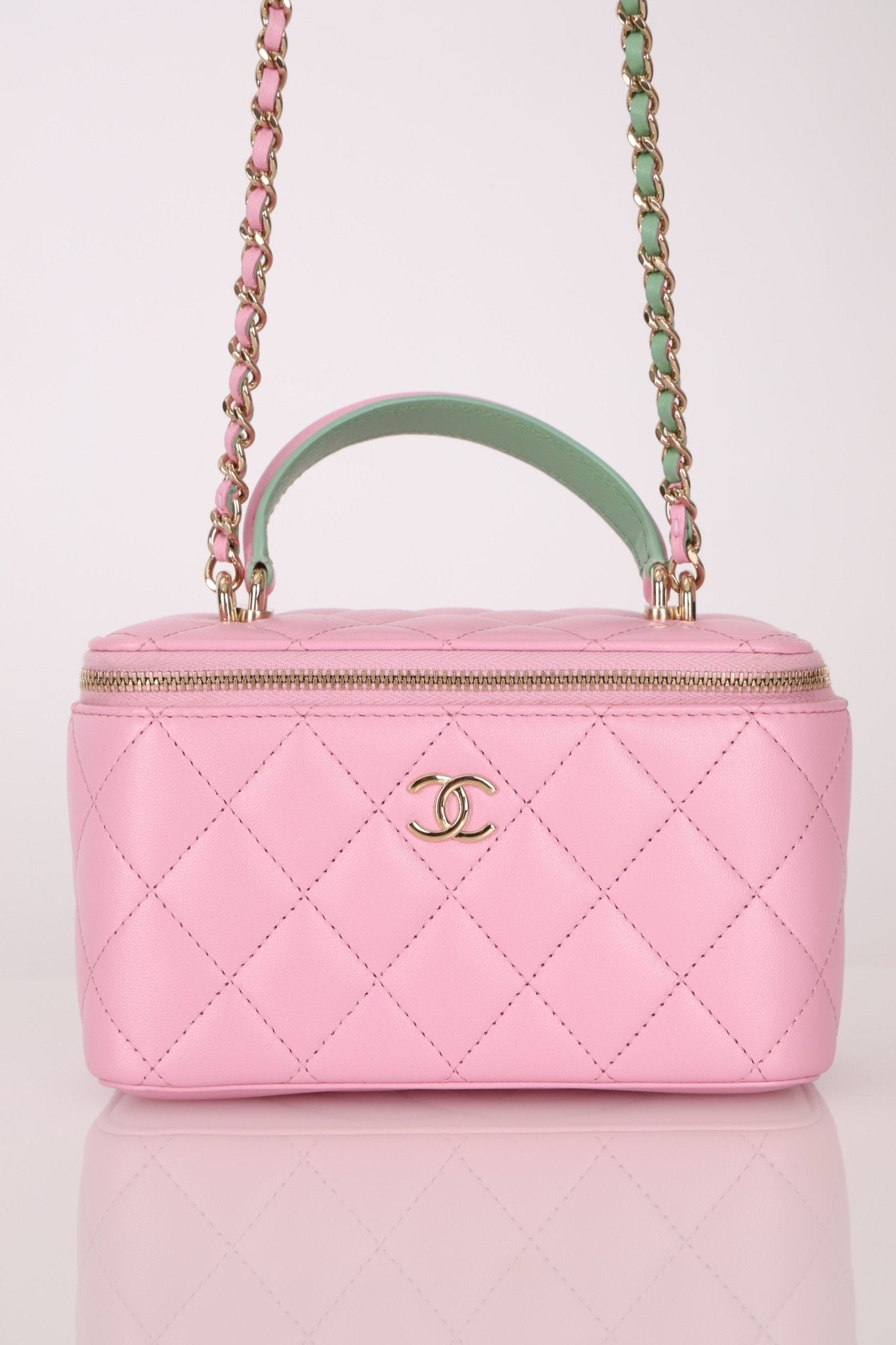 Chanel 2023 Lambskin Pink Pick Me Up Top Handle Vanity Crossbody - FashioNica