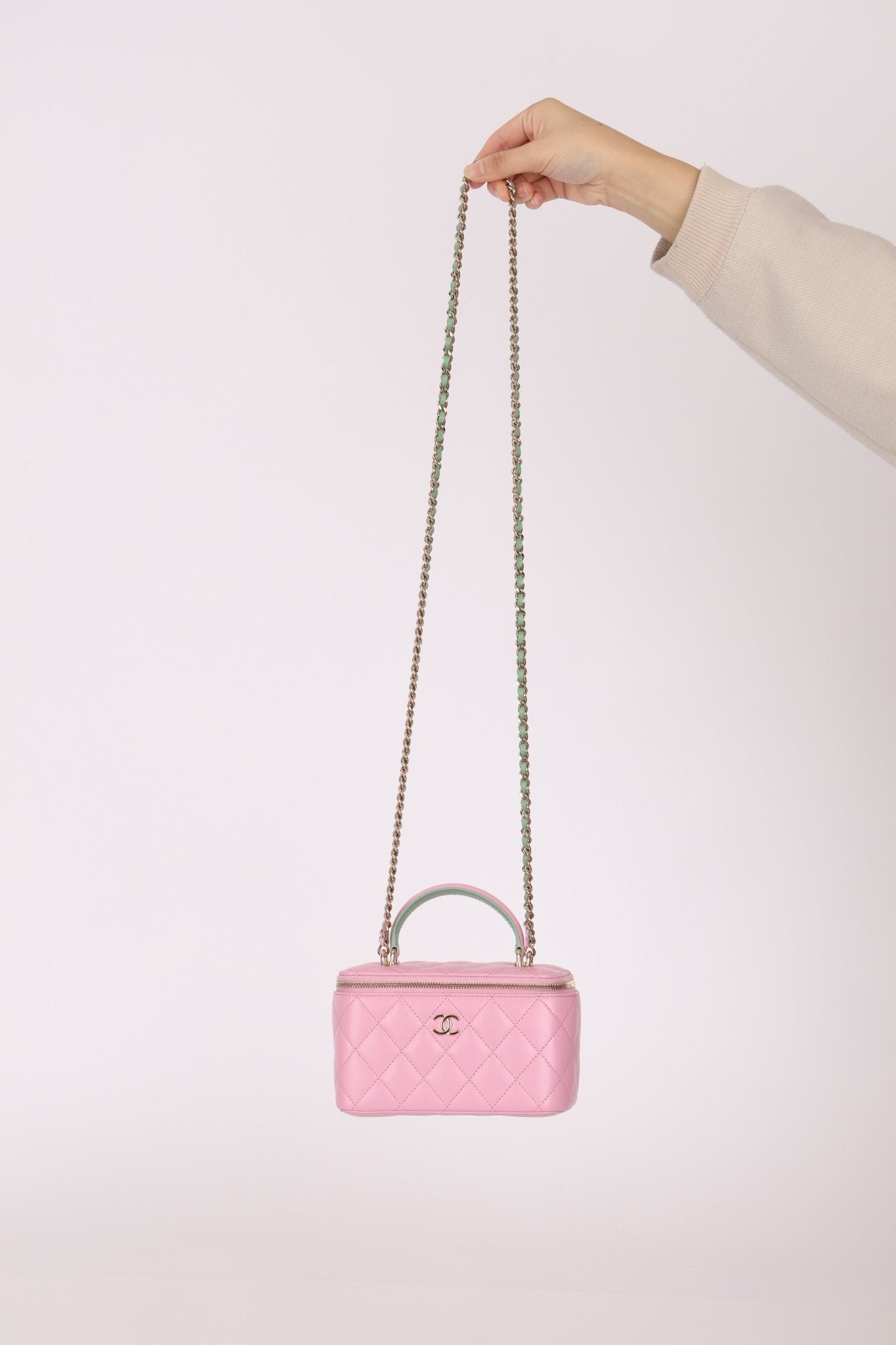 Chanel 2023 Lambskin Pink Pick Me Up Top Handle Vanity Crossbody - FashioNica
