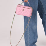 Chanel 2023 Lambskin Pink Pick Me Up Top Handle Vanity Crossbody - FashioNica
