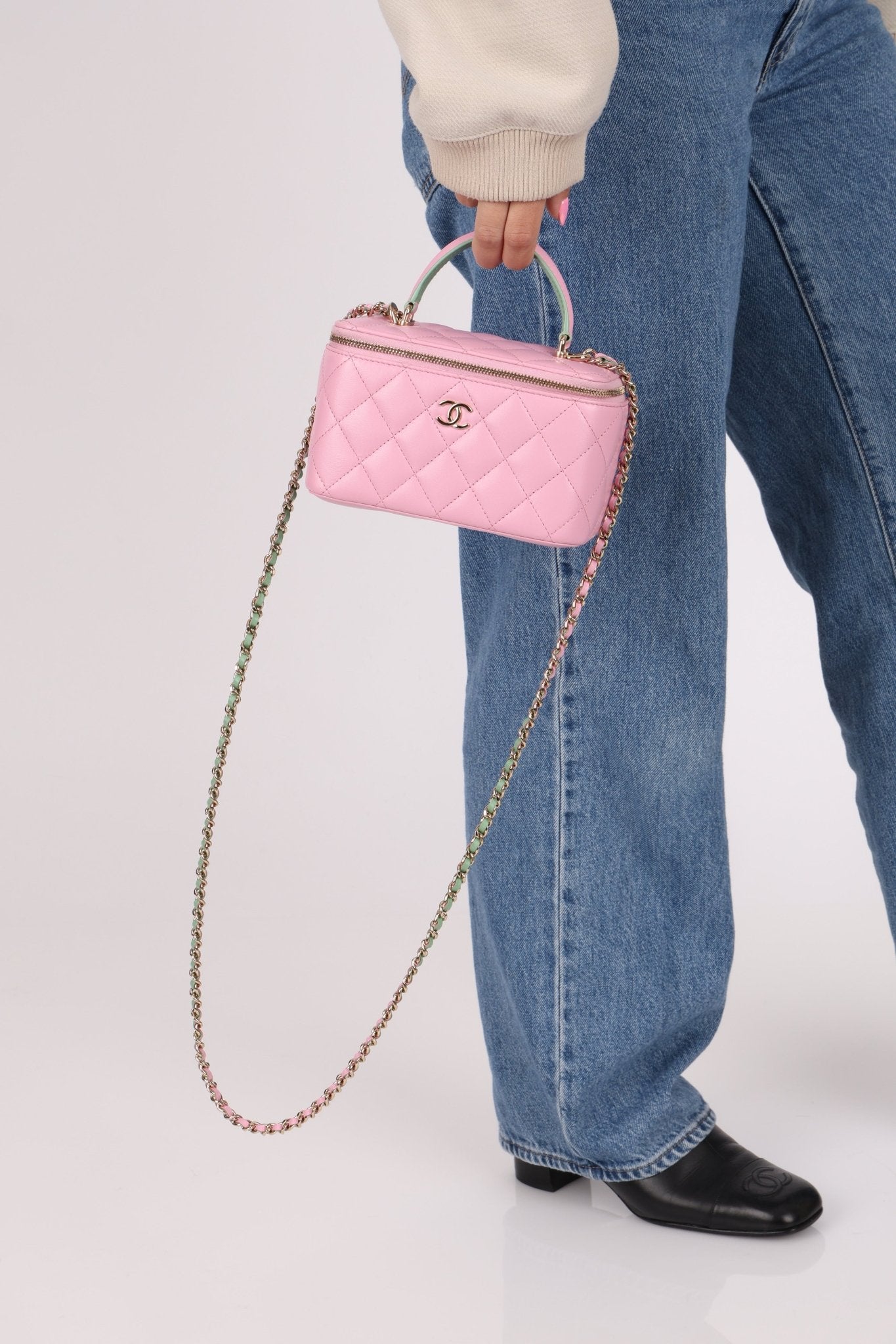 Chanel 2023 Lambskin Pink Pick Me Up Top Handle Vanity Crossbody - FashioNica