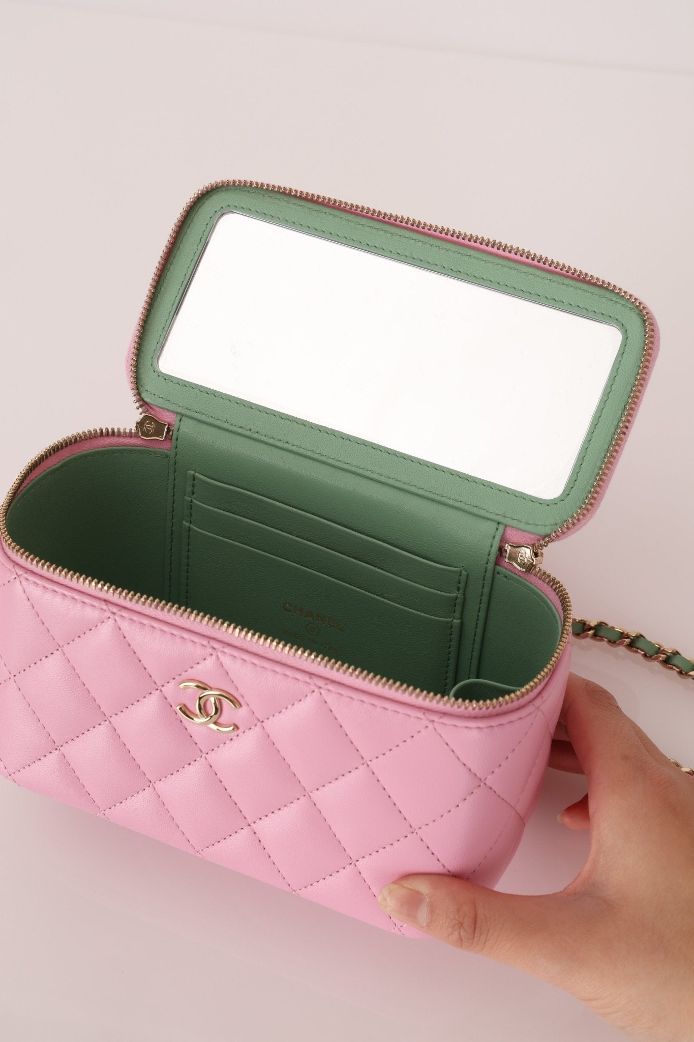 Chanel 2023 Lambskin Pink Pick Me Up Top Handle Vanity Crossbody - FashioNica