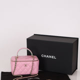 Chanel 2023 Lambskin Pink Pick Me Up Top Handle Vanity Crossbody - FashioNica