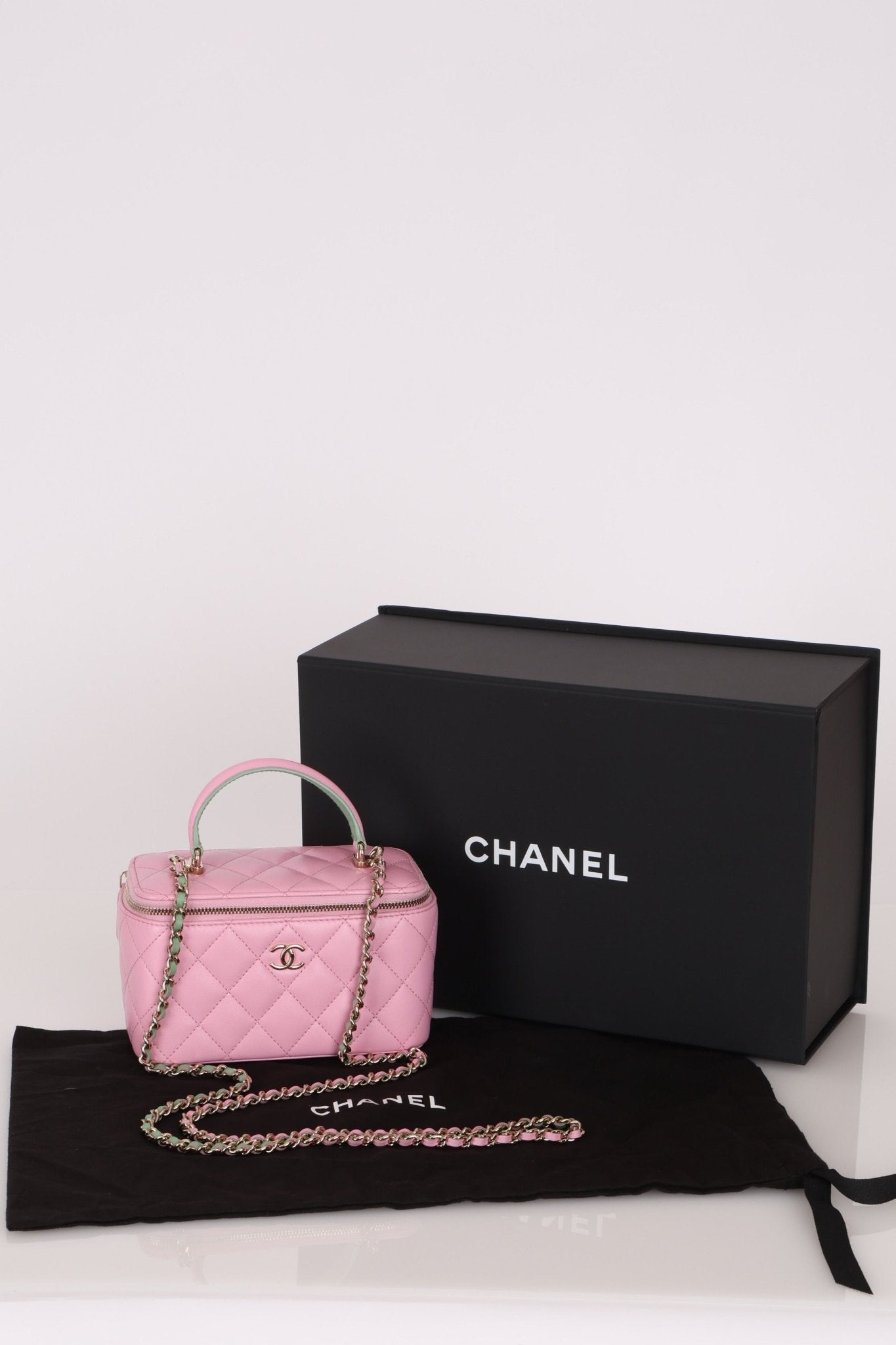Chanel 2023 Lambskin Pink Pick Me Up Top Handle Vanity Crossbody - FashioNica