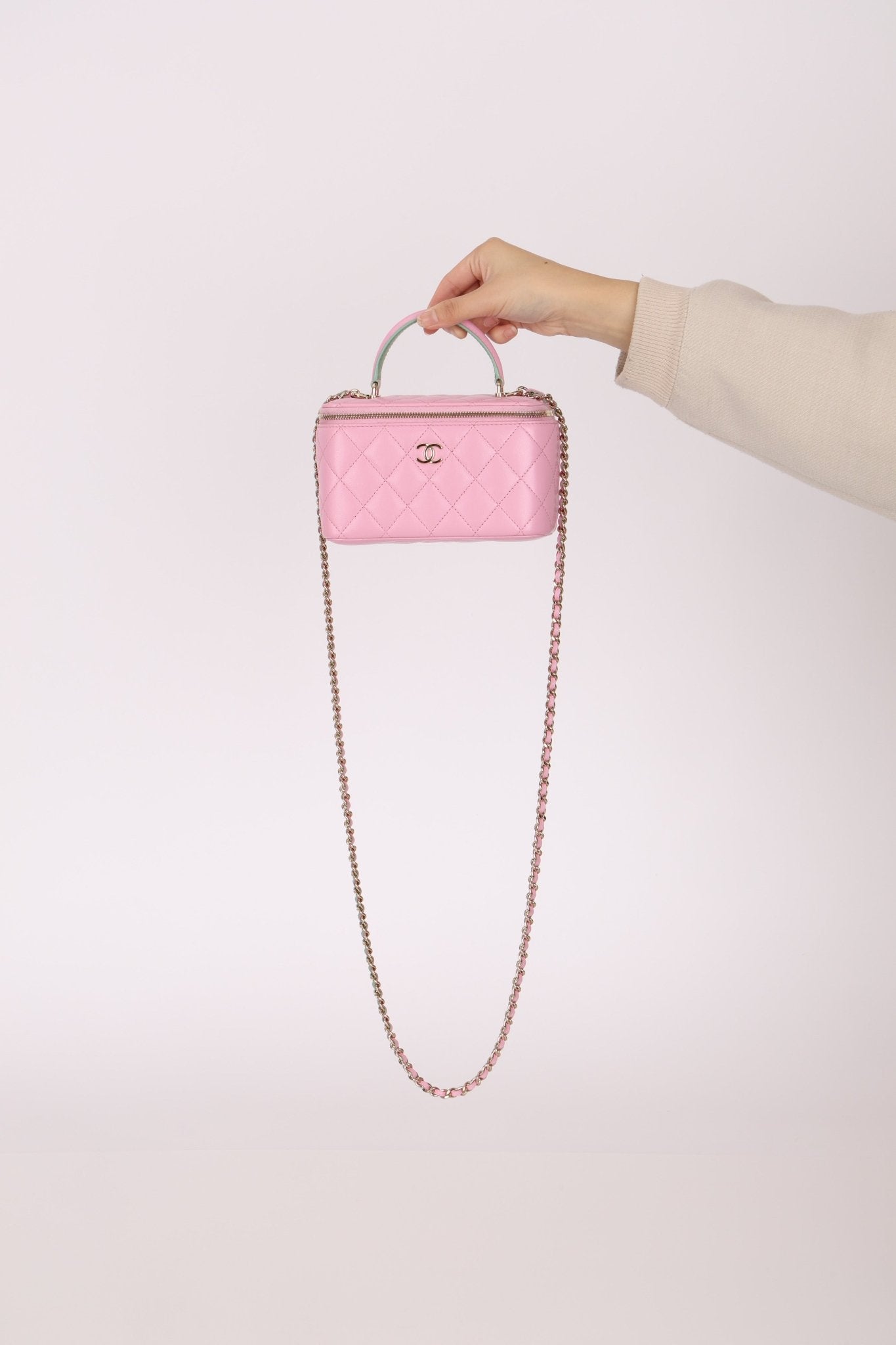 Chanel 2023 Lambskin Pink Pick Me Up Top Handle Vanity Crossbody - FashioNica