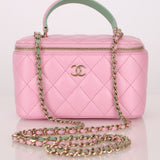 Chanel 2023 Lambskin Pink Pick Me Up Top Handle Vanity Crossbody - FashioNica