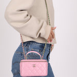 Chanel 2023 Lambskin Pink Pick Me Up Top Handle Vanity Crossbody - FashioNica