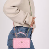 Chanel 2023 Lambskin Pink Pick Me Up Top Handle Vanity Crossbody - FashioNica