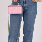 Chanel 2023 Lambskin Pink Pick Me Up Top Handle Vanity Crossbody - FashioNica