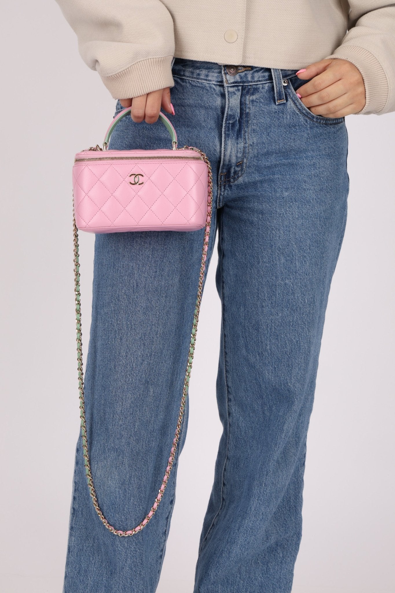 Chanel 2023 Lambskin Pink Pick Me Up Top Handle Vanity Crossbody - FashioNica