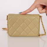Chanel 2023 Lambskin Pistachio Coco Hearts Cardholder on Chain - FashioNica