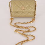 Chanel 2023 Lambskin Pistachio Coco Hearts Cardholder on Chain - FashioNica