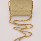 Chanel 2023 Lambskin Pistachio Coco Hearts Cardholder on Chain - FashioNica