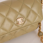 Chanel 2023 Lambskin Pistachio Coco Hearts Cardholder on Chain - FashioNica